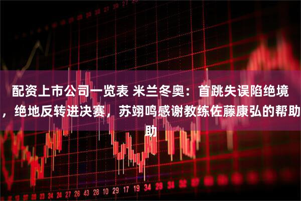 配资上市公司一览表 米兰冬奥：首跳失误陷绝境，绝地反转进决赛，苏翊鸣感谢教练佐藤康弘的帮助